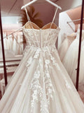 Gorgeous Tulle A-line Sweetheart Neck Lace Appliques Wedding Dresses, SW650 image 4