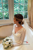 Layered Tulle Ball Gown V-neck Long Sleeves Wedding Dress With Train, SW665 | vintage wedding dress | wedding dresses online | cheap lace wedding dress | simidress.com