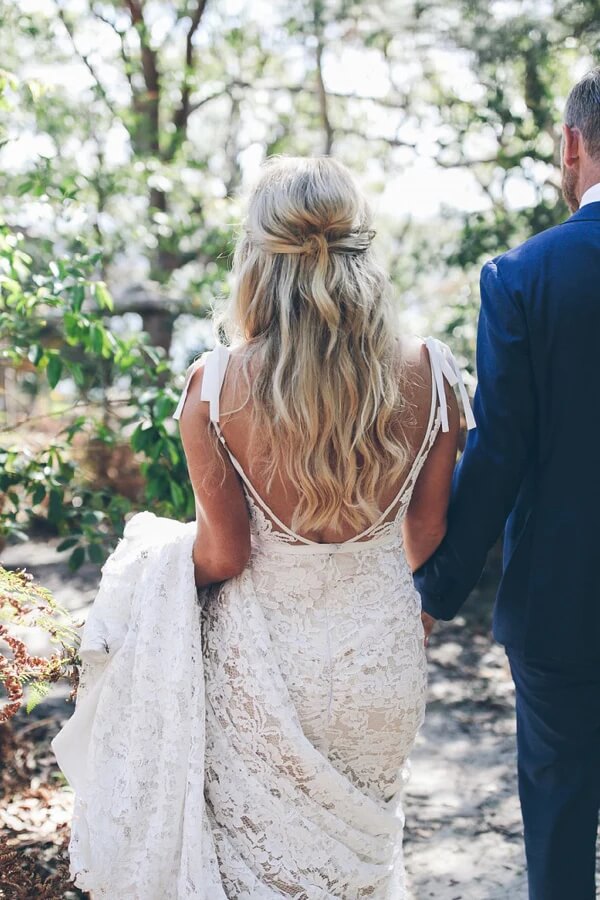 Mermaid Lace V-neck Sweep Train Wedding Dresses, Wedding Gown, SW664 | bohemian wedding dress | cheap wedding dresses online | winter wedding dress | simidress.com
