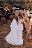 Romantic Chiffon A-line Two Pieces Long Sleeves Wedding Dresses, SW684 image 1