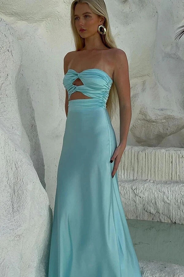 Tiffany Blue Sheath Strapless Floor Length Prom Dresses, Party Dress, SLP083 image 1