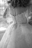 Tulle A Line Plunge Neck Lace Bridal Dresses, Beach Wedding Dresses, SW730 | backless wedding dress | custom made wedding dress | wedding dresses online | simidress.com