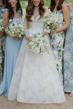 Tulle A Line Plunge Neck Lace Bridal Dresses, Beach Wedding Dresses, SW730 | outdoor wedding dress | vintage wedding dress | bohemian wedding dress | simidress.com