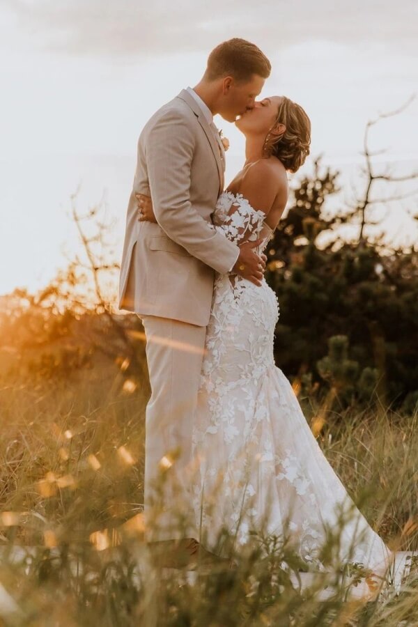 Tulle Mermaid Sweetheart Neck Long Sleeve Wedding Dresses, Bridal Gown, SW737 image 4