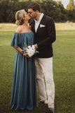 Find Slate Gray Mismatched Chiffon Off Shoulder Cheap Long Bridesmaid Dresses, BD093 at www.simidress.com