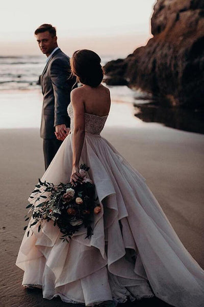 Ball Gown Beaded Sweetheart Beach Wedding Dresses, SW448 | Simidress
