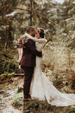 Beautiful Lace Mermaid Round Neck Long Sleeves Wedding Dresses, SW419 | wedding dress online | cheap wedding dress | bridal gown | www.simidress.com