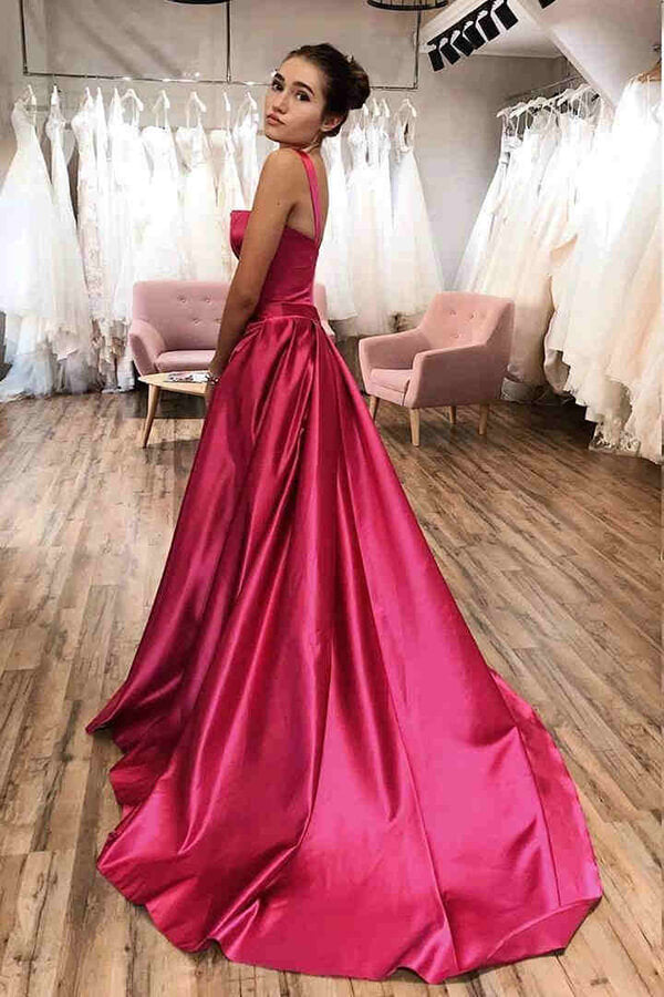 Satin purple long prom dresses | cheap prom dresses | evening gowns | www.simidress.com