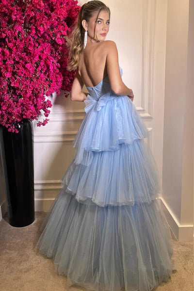 Stylish Tulle Sequins Long Prom Dress, A-Line Sweetheart Neckline Evening Dress main image 1