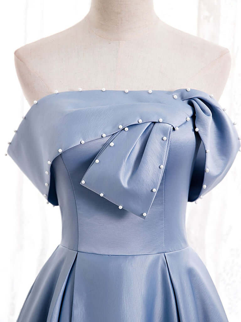 Blue a line prom dresses | satin prom dresses | cheap prom dresses | beaded prom dresses | www.simidress.com