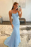 Blue Tulle Mermaid Lace Appliques Prom Dresses, Long Formal Dresses, SP935 | mermaid prom dresses | party dresses | evening dresses | simidress.com