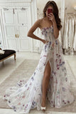 Colorful Tulle A-line Sweetheart Appliqued Long Prom Dresses With Split, SP785 | tulle prom dress | a line prom dresses | cheap prom dresses | www.simidress.com
