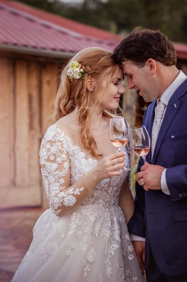 Gorgeous Tulle A-line Illusion Neckline Long Sleeves Lace Wedding Dresses, SW542 | a line wedding dresses | tulle wedding dresses | wedding gowns | simidress.com