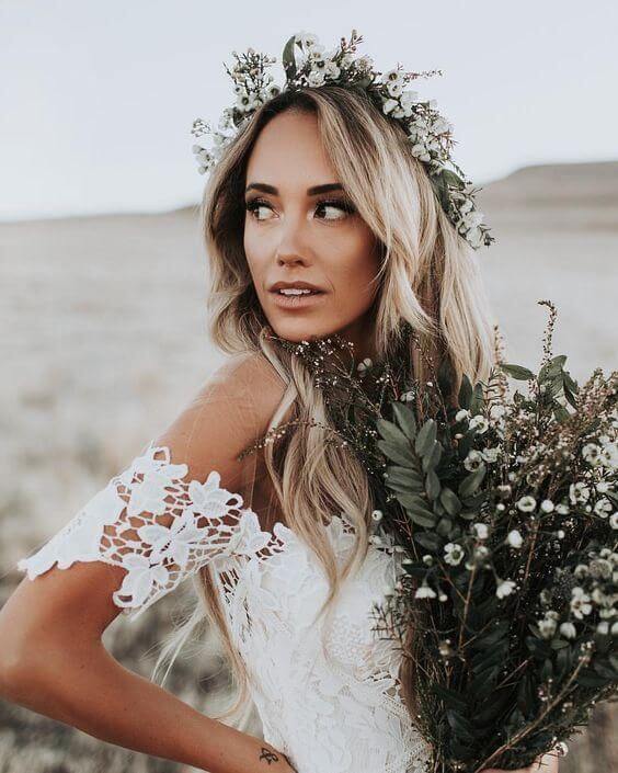 Ivory Rustic Lace Mermaid Illusion Neckline Beach Wedding Dress With Train, SW302 | lace wedding gown | bridal gown | wedding dresses online | simidress.com