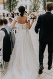 Ivory Tulle A-line Sweetheart Appliqued Wedding Dresses, Bridal Gown, SW465 | wedding dress near me | bridal outfit | beach wedding dress | www.simidress.com