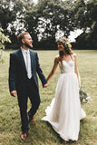 Ivory Tulle Lace A-line Spaghetti Straps Wedding Dresses With Court Train, SW501 | wedding dresses | wedding gown | bridal outfit | www.simidress.com