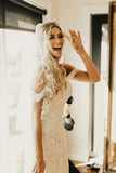 Lace Sheath Off-the-Shoulder Backless Wedding Dresses, Bridal Gowns, SW505 | cheap wedding dresses online | long wedding dresses | lace wedding dresses near me | www.simidress.com