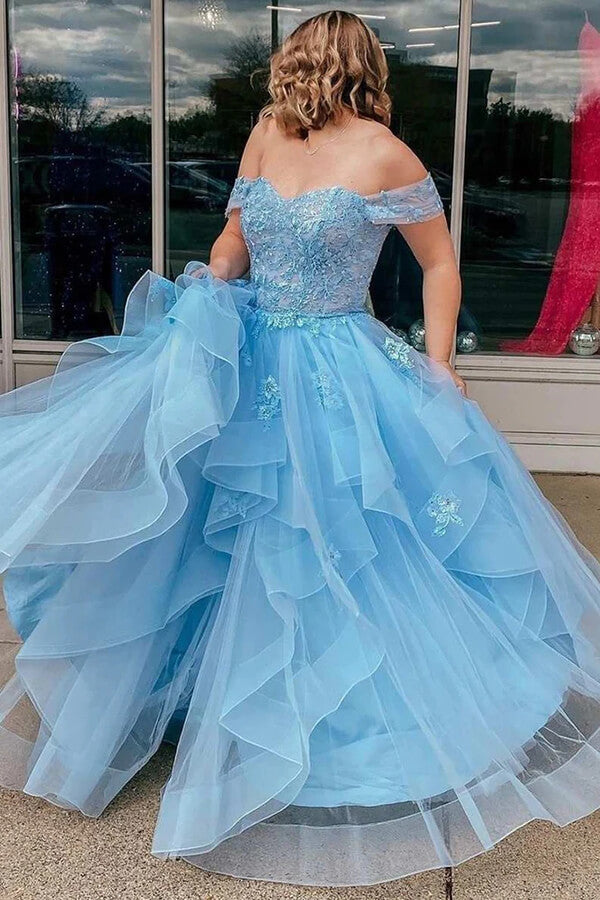 Tulle prom dresses | light blue prom dresses | evening gowns | simidress.com