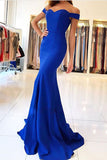 Mermaid Royal Blue Long Prom Dresses with Train, Simple Cheap Evening Dresses, M207