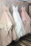 Chic Tulle Floor Length Spaghetti Long Prom Dresses Evening Dresses, M240