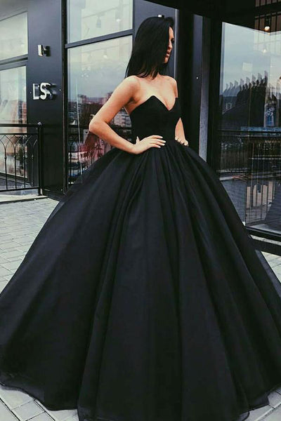 Chic Black Ball Gown Long Prom Dresses, Evening Dresses Party Dress, M282 – Simidress