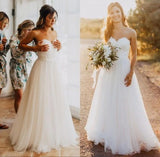 simidress White Wedding Dresses with Lace, Beach Sweetheart A Line Wedding Dresses M14