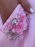Pink Satin A-line Spaghetti Straps Prom Dresses, Party Dress With Pocket, SP739 | satin prom dresses | a line prom dress | party dresses | www.simidress.com