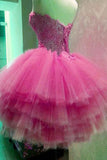 Sweetheart Strapless Short Prom Dress,Layers Lace Appliques Homecoming Dress Party Dress,SH103