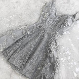 V Neck Short Prom Dress,Lace Appliques Beading Homecoming Dress Party Dress,SH112