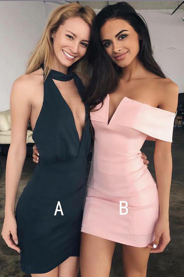Sexy Tight Short Prom Dress,Simple V Neck Homecoming Dress Party Dress