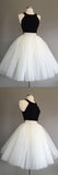 Ivory Tulle Halter Knee-Length Two Piece Sleeveless Homecoming Dress, SH240