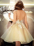 Tulle Short/Mini Juniors A-Line Homecoming Dress with Flowers, Party Dresses from simidress.com