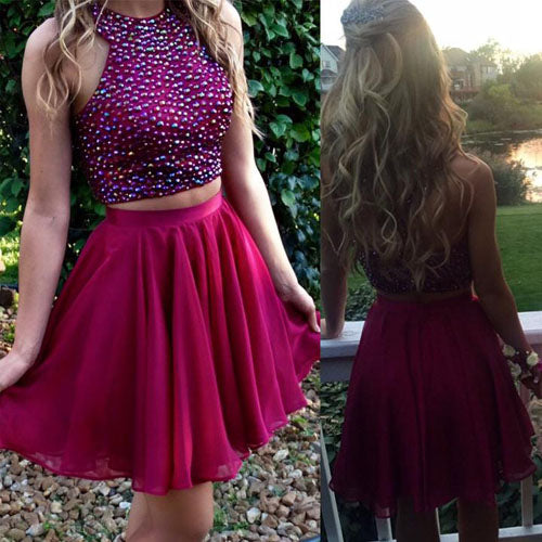 Charming Homecoming Dress Short two pieces beaded halter lovely Short prom  dress, SH327 – Simidress