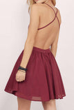 Chiffon Spaghetti Straps Homecoming Dress with Lace Top, Short Mini Grad Dress from simidress.com