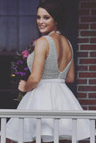 Fabulous Backless Beaded V Neck Short Prom Dress, Homecoming Dresses Online at simidress.com
