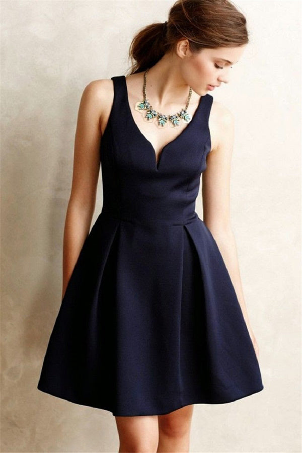Unique Cocktail Dress V Neck Zipper Homecoming Dress Short Party Dresses, SH384