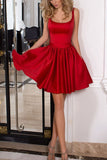 Cute Red A-Line Square Neck Short Prom Dress, Homecoming Dress with Ribbow, SH392