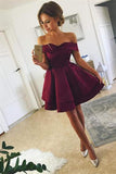New Arrival Off-shoulder Simple Cute Homecoming Dresses Short Satin Prom Dress, SH407