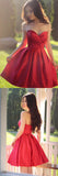 Red Sleeveless Simple Sweetheart Pleated Homecoming dresses, Party Dresses Short|www.simidress.com