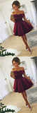 New Arrival Off-shoulder Simple Cute Homecoming Dresses Short Satin Prom Dress, SH407 at simidress.com