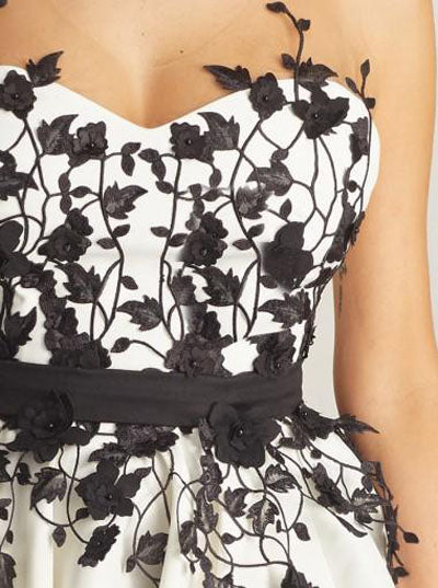 Black Lace Sleeveless White A-line Appliques Short Prom Dress Homecoming Dress, SH408 Simidress Black Lace Sleeveless White A-line Appliques Short Prom Dress Homecoming Dress, SH408 Simidress