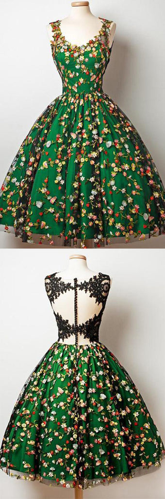 simidress.com offer Beautiful Black and Green Lace Homecoming Dresses Chic Party Dress, SH417