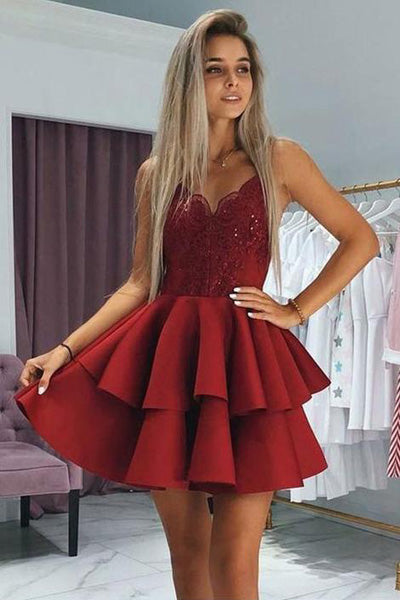 labyrint Spectacle snyde New Style Red Satin A-line Cocktail Homecoming Dresses | Graduation Dress,  SH438 – Simidress