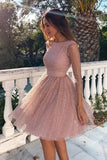 Charming Sparkly Long Sleeve Backless Homecoming Dresses Party Dress, SH480