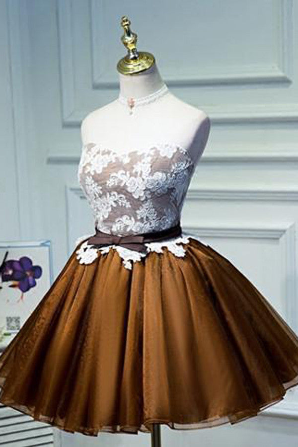Lace Bowknot Short Prom Dress, Cheap Homecoming Dress,Party Dress for Girls, SH94