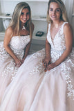 Tulle Pink Princess A-line Prom Dress with White tulle Appliques Wedding Dress, SP364