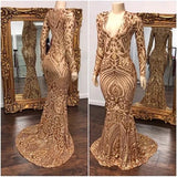 Simidress.com supply Beautiful Mermaid Royal Blue Deep V-neck Long Sleeves Sequined Prom Dresses, SP606
