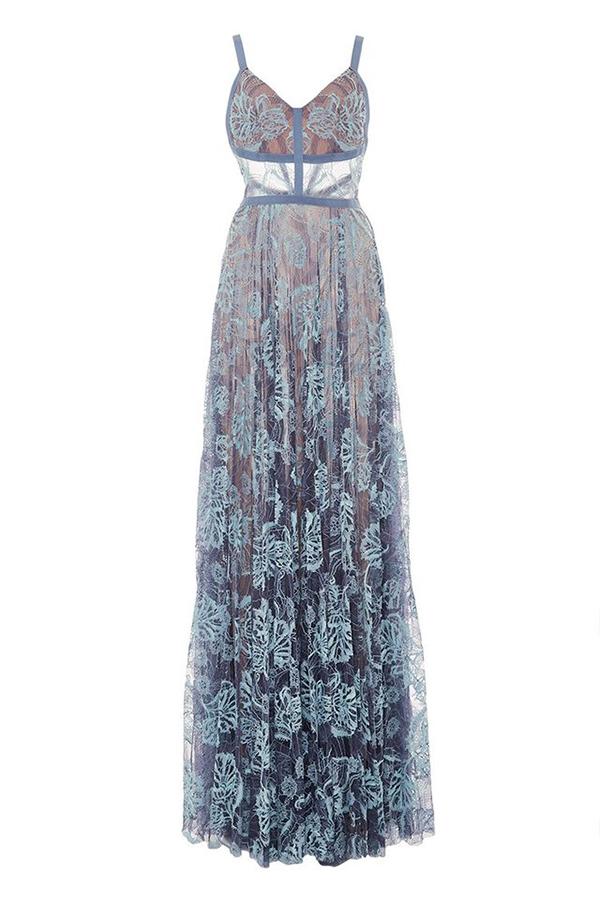 Find A-line Lace V Neck Sleeveless Spaghetti Straps Floor Length Prom Dresses, SP617 at www.simidress.com