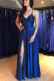 Simple satin blue prom dresses from www.simidress.com at good price