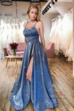 Sparkly Spaghetti Straps Prom Dresses, Graduation Dress With Split, SP660
